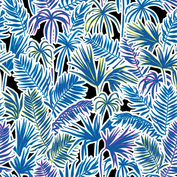 Vector seamless graphical artistic topical foliage pattern — Stock Vector