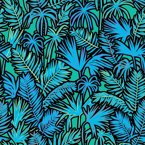 Vector seamless graphical artistic topical foliage pattern — Stock Vector