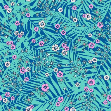 Vector seamless tropical floral pattern clipart
