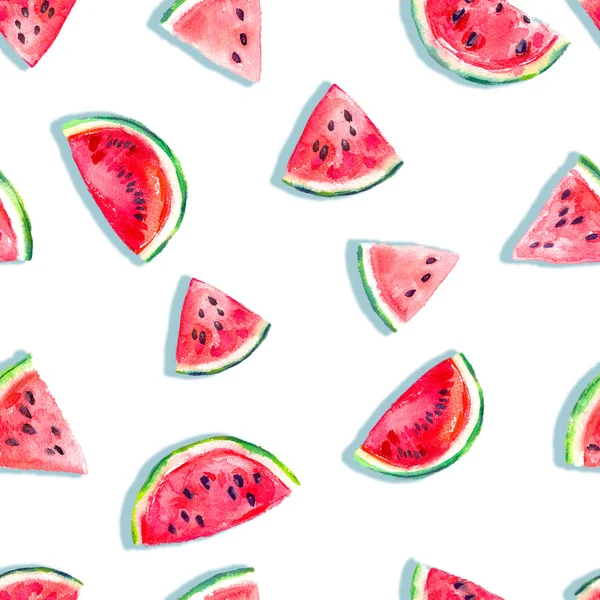 Seamless fresh juicy ripe watermelon slices pattern — Stock Photo, Image