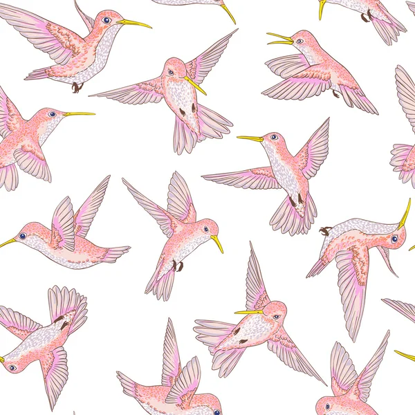 Vektor nahtlos fliegende kleine Paradiesvögel Gesprächsmuster — Stockvektor