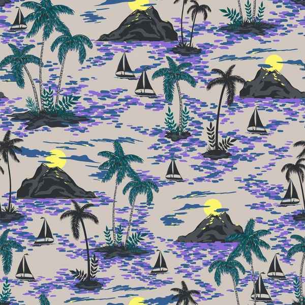 Vektor nahtlosen Retro-Stil Hawaii-Muster mit Bergen — Stockvektor