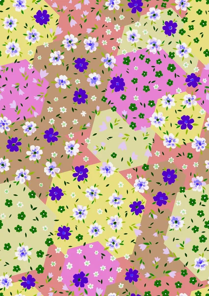 Sömlös söt mild färgglada lapptäcke lite ditsy blomprint design — Stockfoto