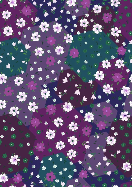 Naadloze schattige zachte kleurrijke lappendeken beetje ditsy bloemenprint ontwerpen — Stockfoto