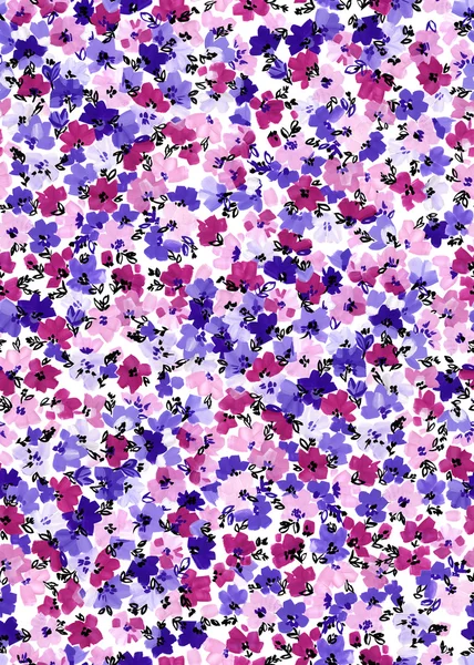 Απρόσκοπτη καλλιτεχνική γραφική χέρι που στυλιζαρισμένα Λουλούδια στο πινέλο εγκεφαλικά επεισόδια μοτίβο — Φωτογραφία Αρχείου