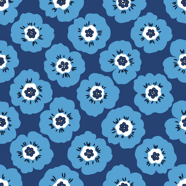 Vector seamless cute minimalistic naive poppy flower pattern. — Διανυσματικό Αρχείο