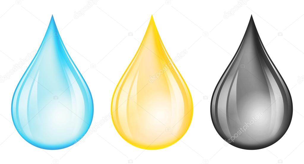 three coloured drops