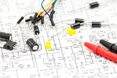 curcuit diyagram üzerinde Elektron komponentler
