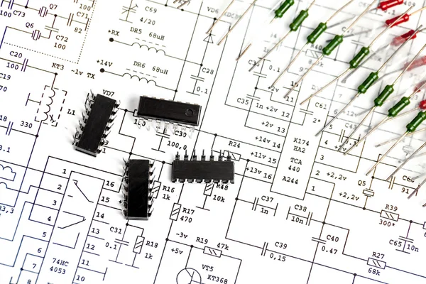 Elektroniska komponenter närbild — Stockfoto