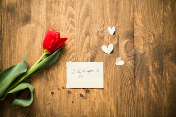 Een briefje met de woorden ik hou u op Valentijnsdag. Worden mijn opmerking Valentine — Stockfoto