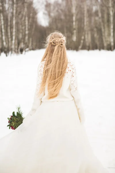 Sposa abito da sposa invernale — Foto Stock