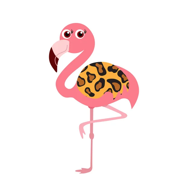 Print Aranyos Flamingo Leopárd Bőr Vektor Illusztráció — Stock Vector