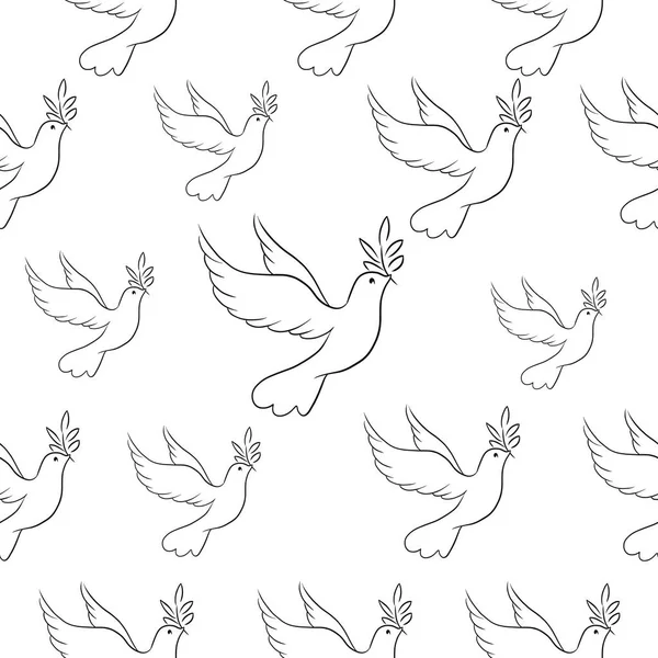 Yazdır Barış Güvercini Uçuşu Siluet Desen Illüstrasyon — Stok Vektör