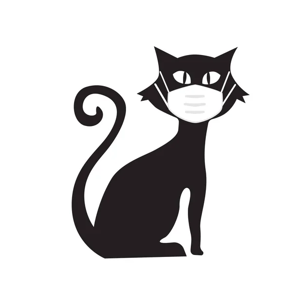 Drukuj Płaska Kreskówka Kot Zwierzę Maską Wektor Ilustracja — Wektor stockowy