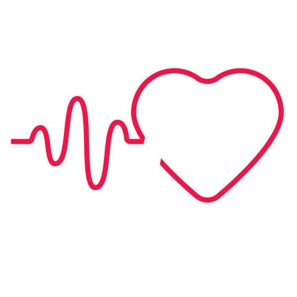 Red Line Heart Puls Vector Illustration Sign — Stock Vector