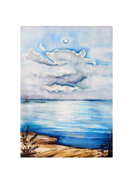 Aquarelle Pittura Lato Mare Illustrazione Artistica — Foto Stock