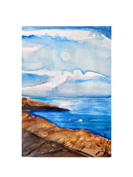 Aquarelle Pittura Lato Mare Illustrazione Artistica — Foto Stock