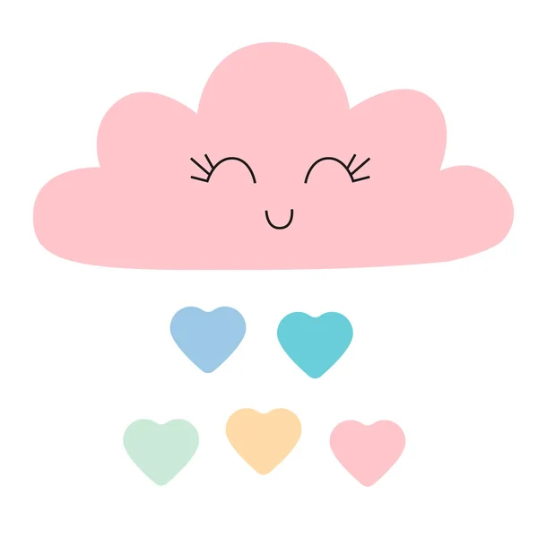 Happy Cartoon Cloud Hand Drawn Векторная Иллюстрация Символов — стоковый вектор