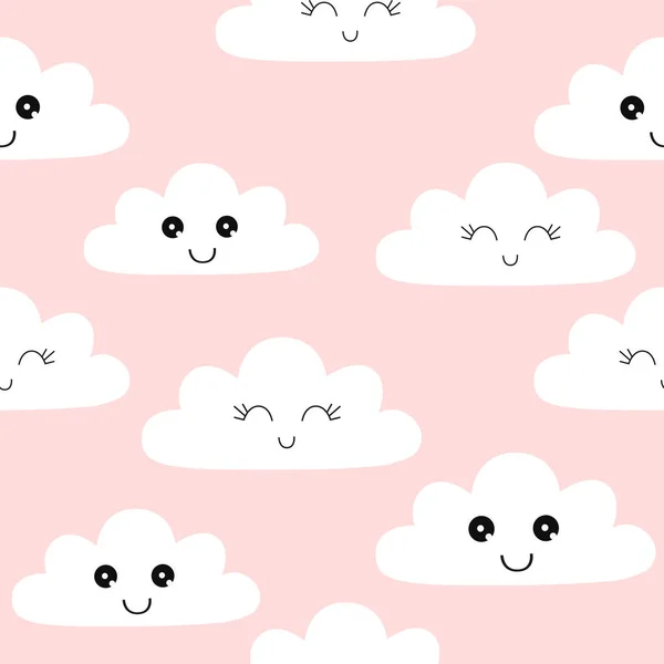 Joyeux Dessin Animé Nuage Dessiné Main Illustration Symbole Vectoriel — Image vectorielle