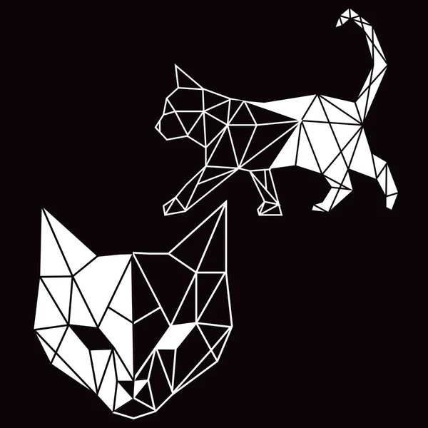 Geometrische Kat Loopt Vector Patroon Illustratie — Stockvector