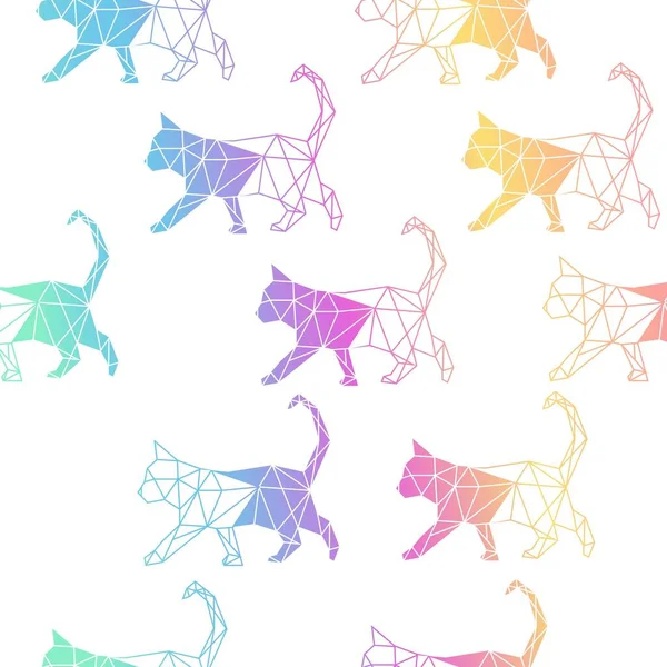 几何图形猫走路 矢量无缝图解 — 图库矢量图片