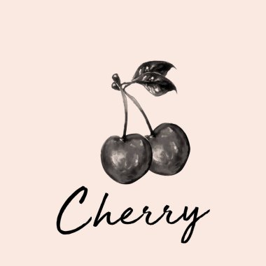 El yapımı kirazlı su rengi resim çizimi