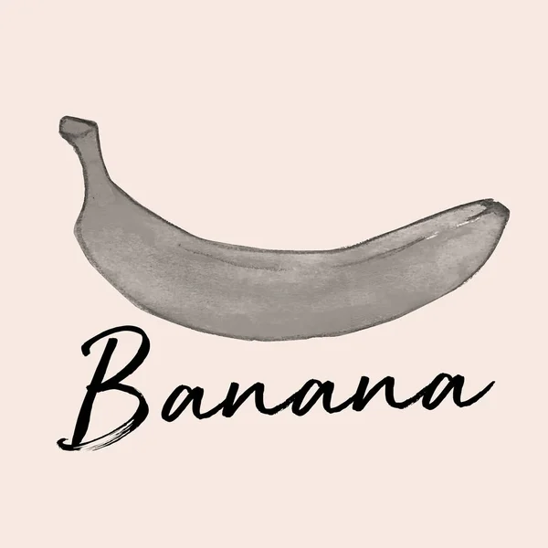 Aquarelle Mão Desenhada Ilustração Texto Banana — Fotografia de Stock