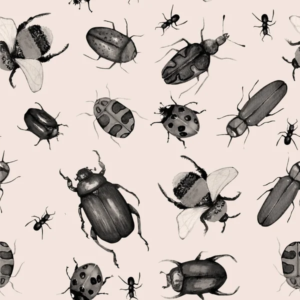 虫の水彩シームレスなパターン — ストック写真