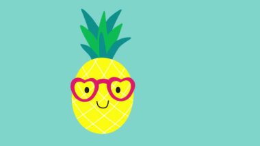 4k Animasyon Video Merhaba Summer. Komik Ananas.