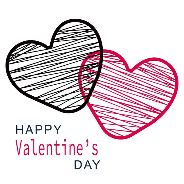 Alles Gute Zum Valentinstag Elegante Linie Herz Zeichen Vektor Illustration — Stockvektor