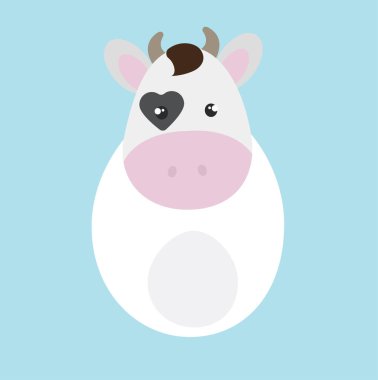 Sevimli inek çizgi filmi hayvanı. Vektör illüstrasyonu.