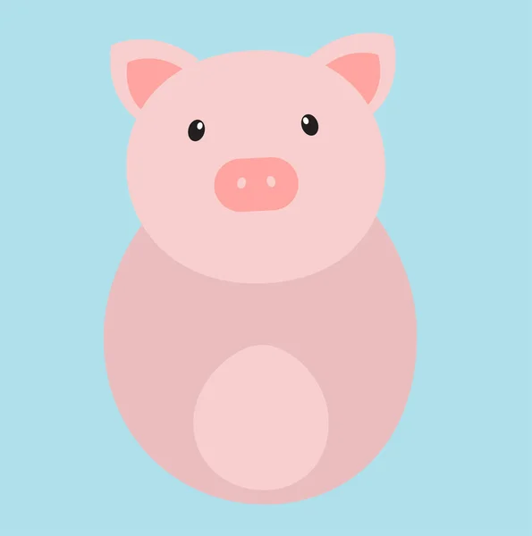 Cute Cartoon Pig Animal Vector Illustration — Stock Vector