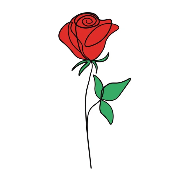 Rode Roos Valentijnsdag Symbool Vectorillustratie — Stockvector