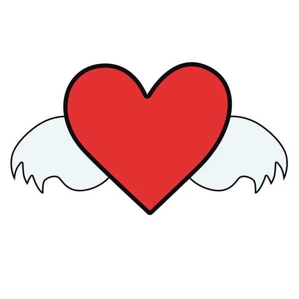 Srdce Křídly Symbol Valentýna Vektorová Ilustrace — Stockový vektor