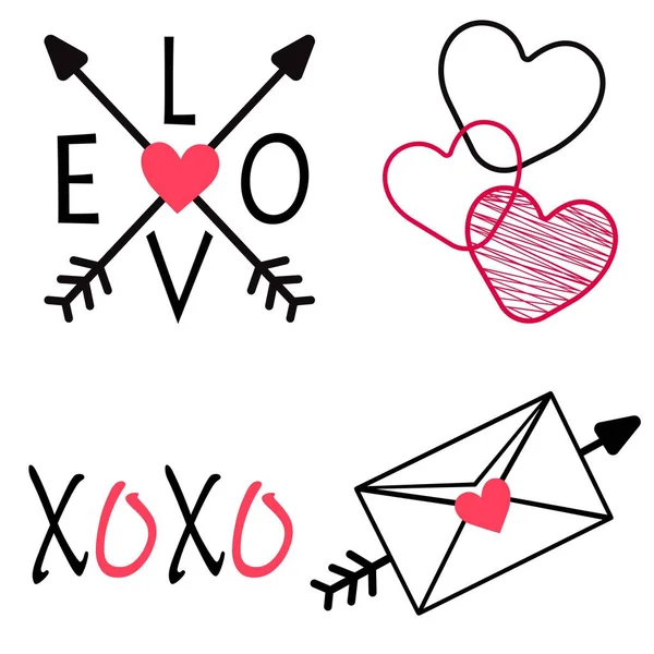 Símbolos Románticos Amor Ilustración Vectorial — Vector de stock