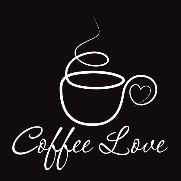 Elegante Handgezogene Tasse Kaffee Mit Herz Linienkunst Vektor Illustration — Stockvektor