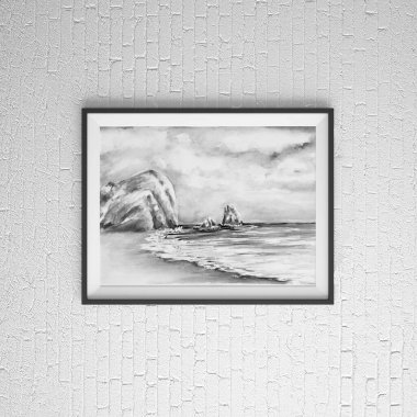 Duvara El Çizimi Resmi. 3B illüstrasyon.