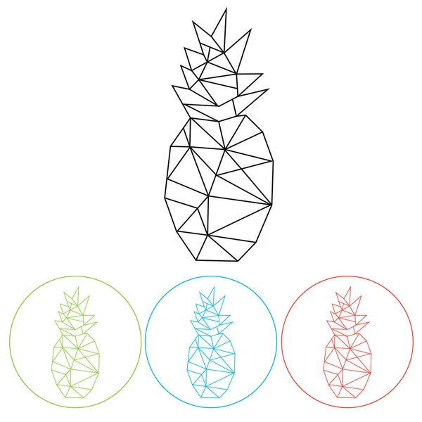 Set Linea Ananas Art Illustrazione Vettoriale — Vettoriale Stock