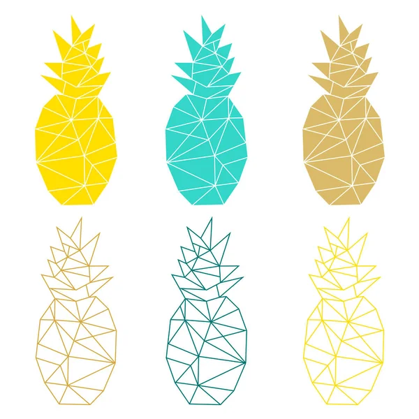 Set Pineapple Line Art Vector Illustration — Stock Vector