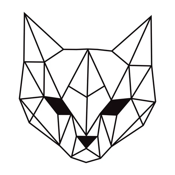 Kattenkop Geometrische Lijnkunst Vectorillustratie — Stockvector