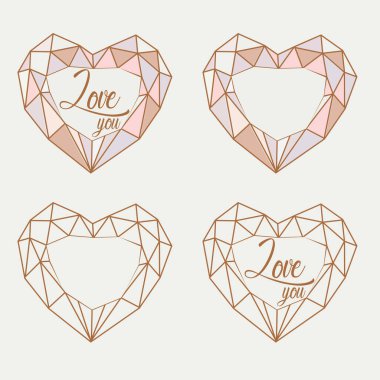 Modern geometrik kalp. Vektör sanatı illüstrasyonu.