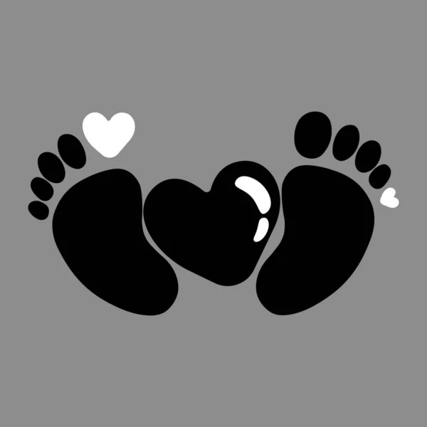 Print Cute Baby Footprint Heart Vector Illustration — Stock Vector