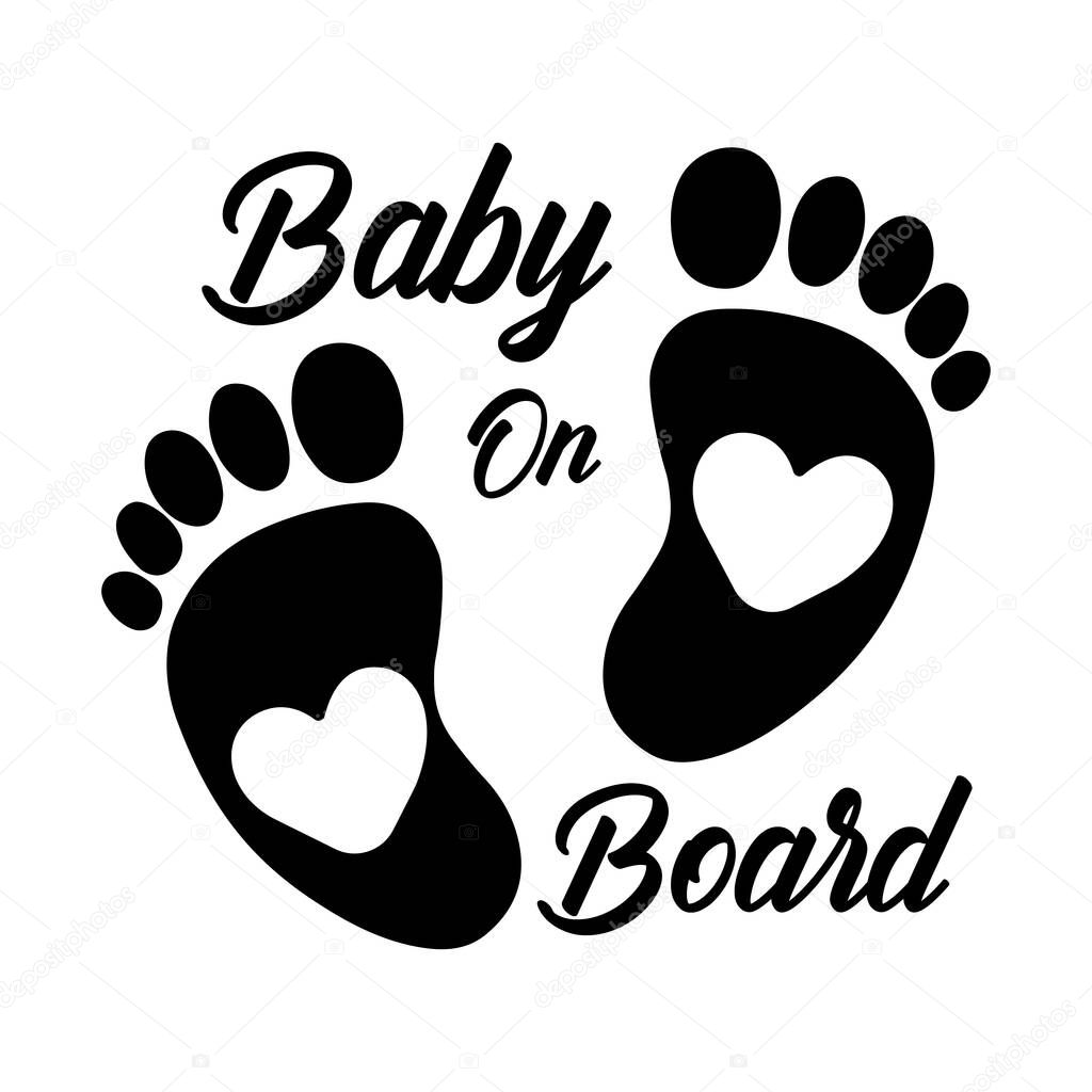 Baby on board. Footprint vector symbol.