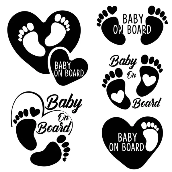 Baby Set Bord Fußabdruck Vektorsymbol — Stockvektor