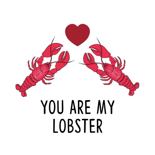 You Lobster Valentine Card Vector Illustration — Stock Vector