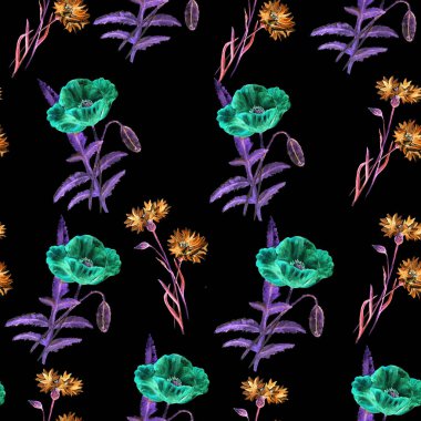 Çiçek desenli resimlerin suluboya resmi