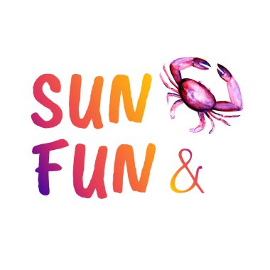 Yaz sanatının suluboya resmi. Güneş ve eğlence.