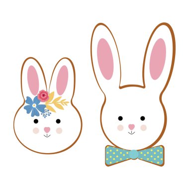 Sevimli Paskalya tavşanı, vektör illüstrasyon sanatı.