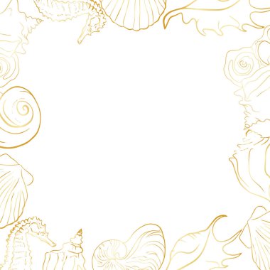 Zarif deniz kabukları, vektör sanat deseni çizimi.