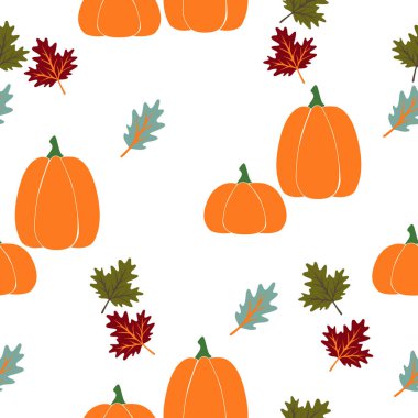 Düz Vektör Sonbahar Ağaç Yaprağının Kusursuz Deseni